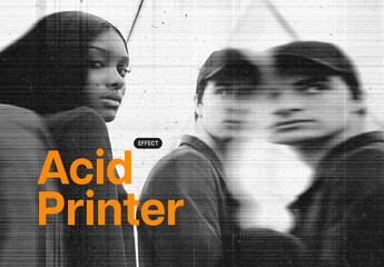 Distorted Printer Photo Effect Mockup - obrazy, fototapety, plakaty