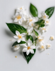 jasmine flower, isolated white background, copy space for text

