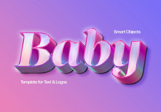 Holographic 3D Text Effect Mockup