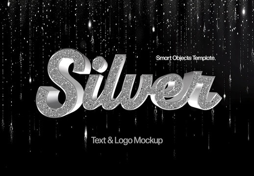 Luxury Silver Glitter Text Effect Mockup