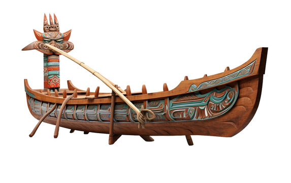 Isolated Aztec Canoe Cart Isolated on Transparent Background PNG.