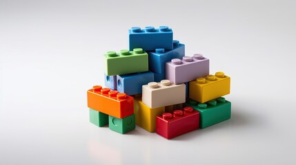 Fototapeta premium Colorful Building Blocks: Creative Stacking