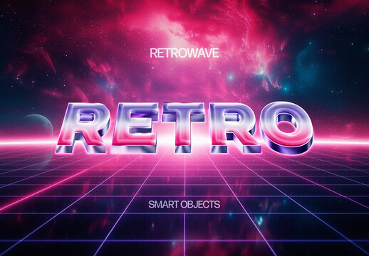 Retrowave SciFi Text Effect Mockup
