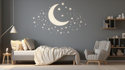 Light Gray and White Nursery Wall Decals