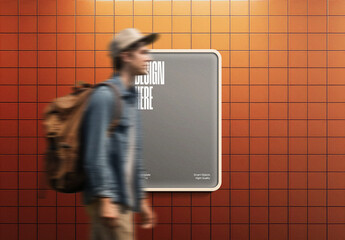 Urban Metro Lightbox Poster Mockup With Generative AI