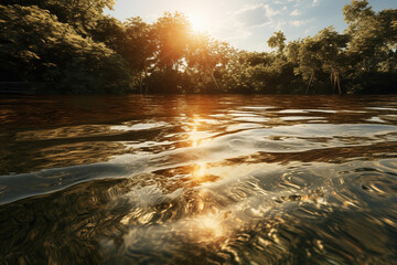 Sun rays are reflected from the surface of water