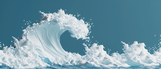Powerful Cresting Ocean Wave on Blue - obrazy, fototapety, plakaty