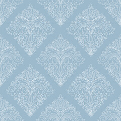 Classic seamless vector pattern. Damask orient light blue white ornament. Classic vintage background. Orient pattern for fabric, wallpapers and packaging
