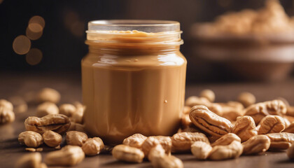 peanut butter in case, blurry background

