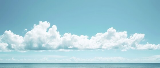 Tranquil Seascape with Fluffy Clouds and Calm Waters