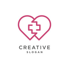 Medical logo with creative element style premium vector