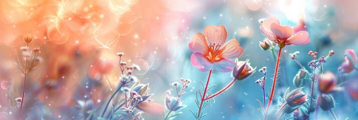 Tender artistic floral background poster or banner with copyspace for International Women's day with flowers