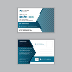 Modern & Elegant Creative Real estate Postcard or EDDM Design Template Layout For Home Sale, Corporate Business Postcard Template Design, Simple and Clean Modern Minimal Postcard Template