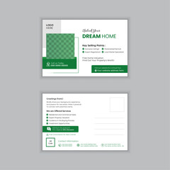 Modern & Elegant Creative Real estate Postcard or EDDM Design Template Layout For Home Sale, Corporate Business Postcard Template Design, Simple and Clean Modern Minimal Postcard Template