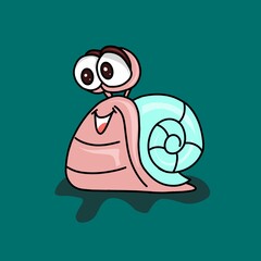 30 Mei 2025, Illustration vector of funny snail on a green Background with cartoon character - illustration design by nurdal_ 