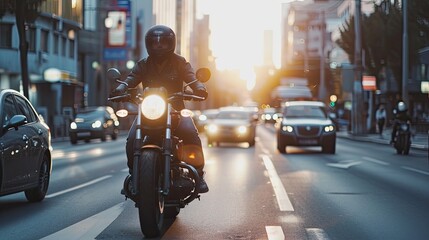 Embarking on daring urban adventures, the motorcyclist conquers the streets with skill and...