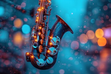 A saxophone instrument for playing jazz music on it - obrazy, fototapety, plakaty