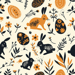 Easter Rabbits Seamless Pattern