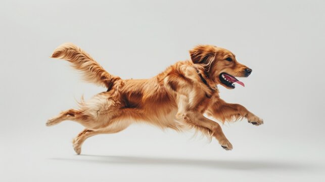 Isolated photo of a happy dog ​​running.