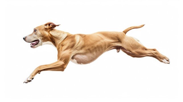 Isolated photo of a happy dog ​​running.