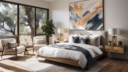 Fototapeta premium Navy and Gold Accent Wall