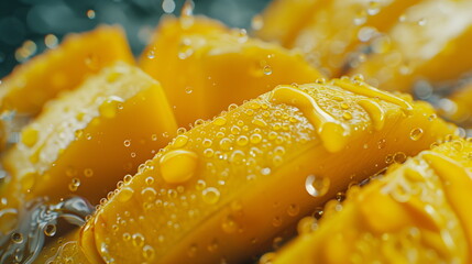 Close up of a slice of mango. AI Generative.