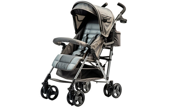 A Baby Stroller With Wheels and a Seat. A photo of a baby stroller featuring wheels and a comfortable seat, designed for safe and easy transportation for infants.