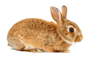 Fototapeta premium Studio portrait of cute rabbit isolated on transparent png background, happy bunny running on floor, adorable fluffy rabbit that sniffing.