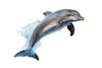 Foto op Canvas Dolphin Jumping Out of the Water. A dolphin jumps out of the water, showcasing its agility and strength. © SIBGHA