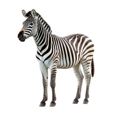Fototapeta na wymiar Portrait of a zebra full body, standing, isolated on transparent background 