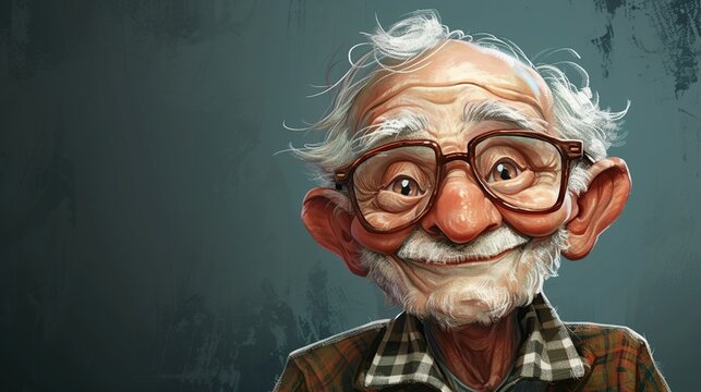 Esteemed Elder: Caricature Illustration of a Proud Old Gentleman. Crafted with Generative AI