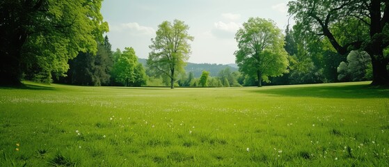 Serene Sunny Green Meadow in Springtime