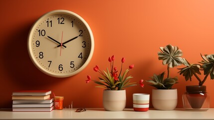 Orange and Beige Wall Clock