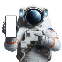 Astronaut's Outer Space Call - An astronaut with a smartphone, suggesting communication beyond Earth.. Ideas for surprised, sale, shocking, wow, special and discount.