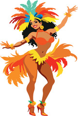 cartoon of brazilian woman in carnival costume-