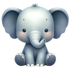 Kawaii elephant clipart, Safari jungle animal PNG clipart, Nursery book cartoon, Cute animal