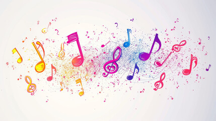 Continuous music line art note vector sketch illustration. Abstract music notes song sound concept background outline icon art one sheet. Vector illustration sketch element 