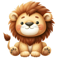 Fototapeta premium Kawaii lion clipart, Safari jungle animal PNG clipart, Nursery book cartoon, Cute animal