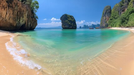 Beautiful panoramic view of a deserted beach in Thailand