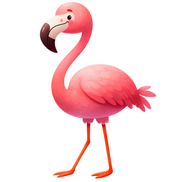 Kawaii flamingo clipart, Safari jungle animal PNG clipart, Nursery book cartoon, Cute animal