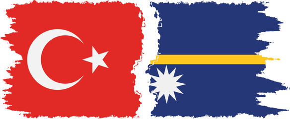 Nauru and Turkey grunge flags connection vector