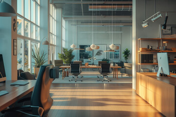Editorial shot of a modern office, realistic