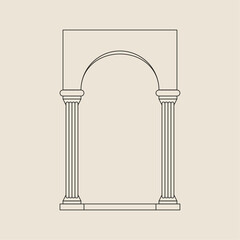 Boho frame arch vector illustration modern minimalistic retro aesthetic linear arc portal logo bohemian design element mystical geometric abstract border
