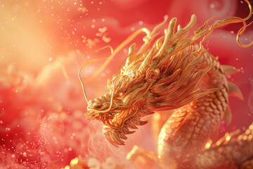 Chinese dragon, Chinese Spring Festival, red festive background