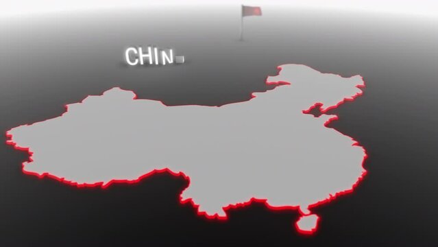 3d animated map of China gets hit and fractured by the text “Violence”