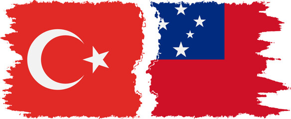 Independent State and Turkey grunge flags connection vector