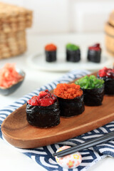 Sushi Gunkan Maki with Various Topping