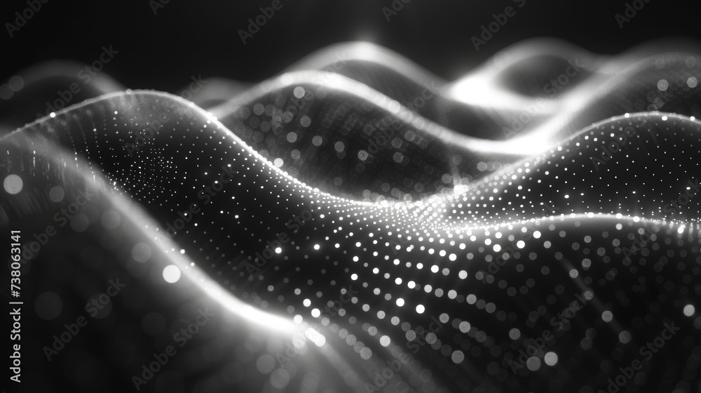 Aufkleber Technology Waving Particle Background Design. Abstract wave moving dots flow particles, hi-tech and big data background design for brochures, flyers, magazines, business cards, banners.