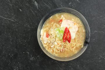 Top View Mie Rebus Indonesian Instant Noodle