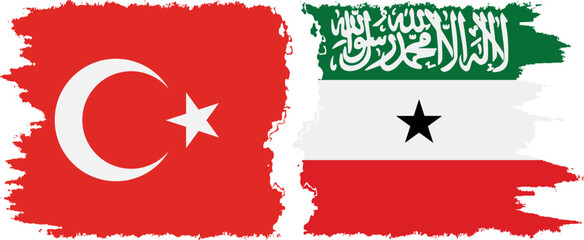 Somaliland and Turkey grunge flags connection vector